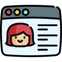 Browser window with profile picture and text lines